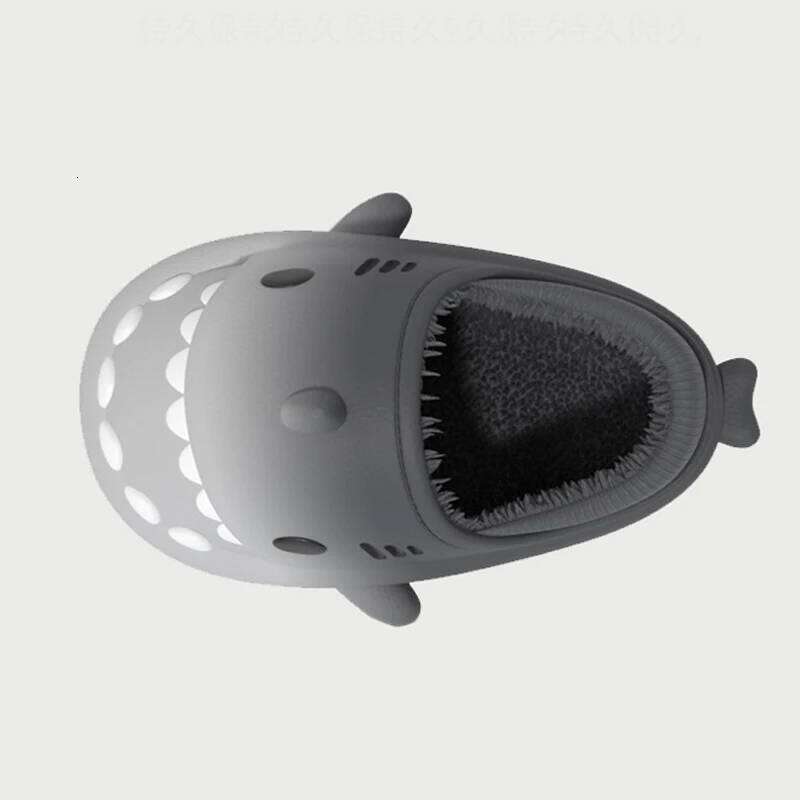 Litfun Winter Plush Lining For Men Women Gradient Shark Non-slip Slides EVA Fluffy Warm Cotton Women's Slippers