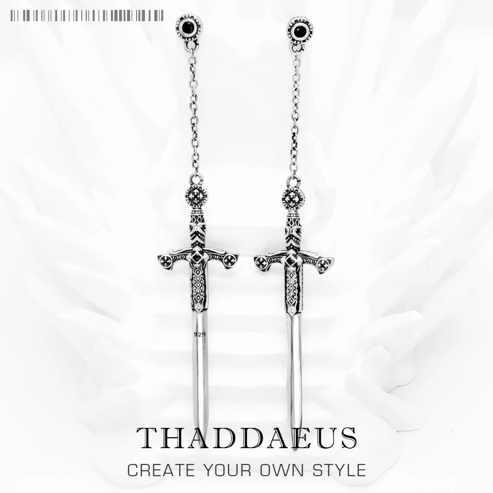Earrings Richly Ornamented Sword Europe Fine Jewelry For Women Men Summer Sterling Silver 925 Fantasy Gift 260303