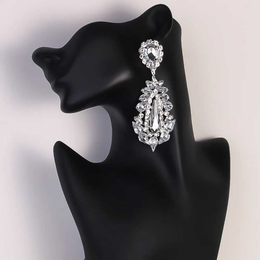 Stonefans Exaggerated Earrings Piercing Hanging for Women Accessories Prom Sparkly Dangle Oversize Wedding Earrings Jewelry 260302