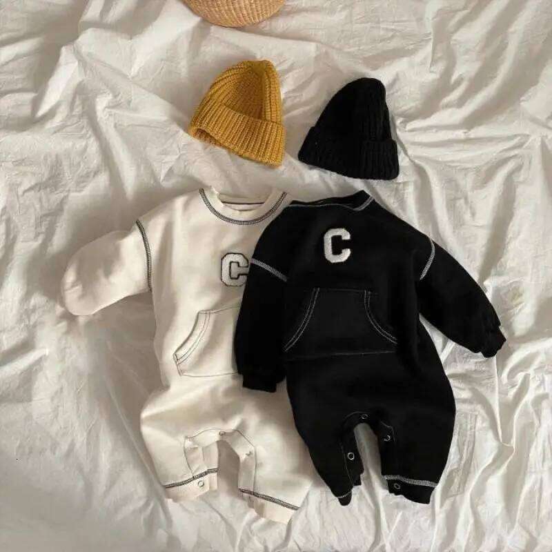 2025 Autumn New Baby Long Sleeve Romper Boy Girl Newborn Fashion Letter Print Jumpsuit Cotton Infant Casual Clothes 0-24M Z260306