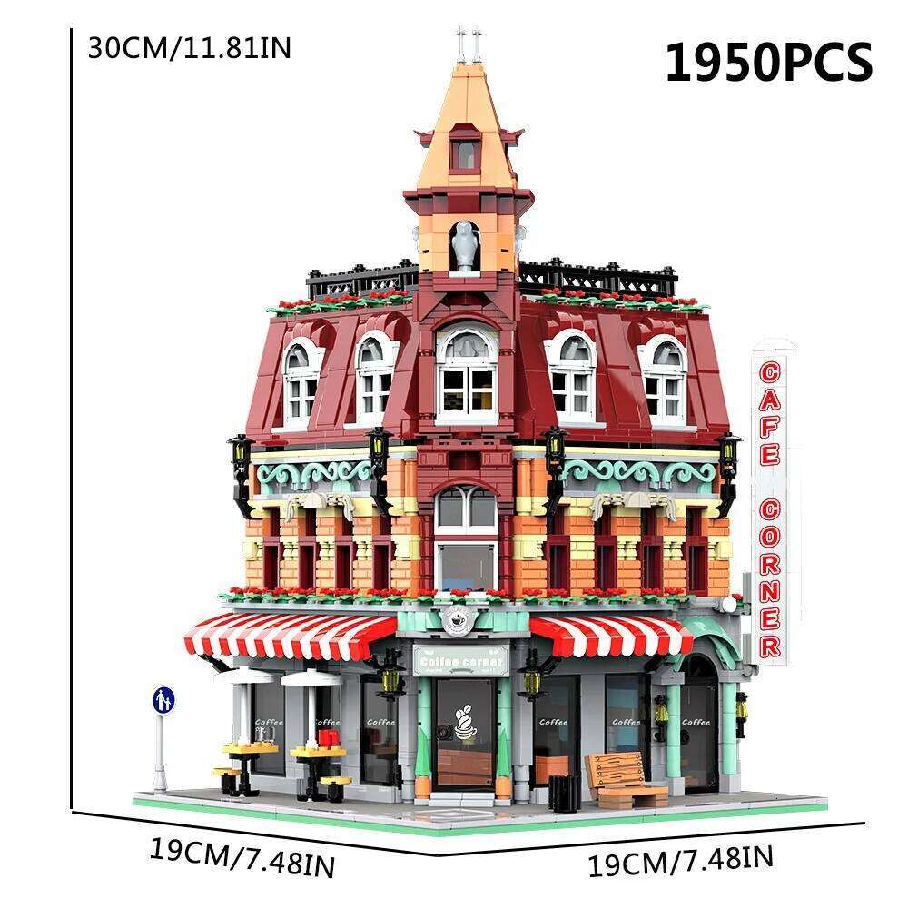 JQ10001 Creative Expert Hot Sales Street Views Cafe Corner 1950pcs Mini Bricks Model Building Blocks With LED Gift 15002 10182 Z260305