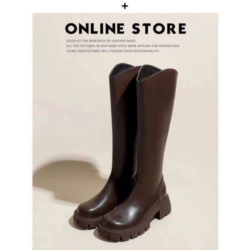 2025 New Women's Knee-High Boots with Chunky Heel Platform - Fashionable, Versatile Choice for Autumn & Winter Trends