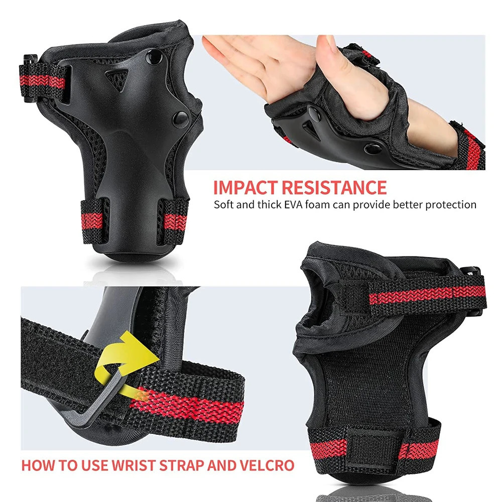 BraceTop 6Pcsset Teens Adult Knee Pads Elbow Wrist Guards Protective Gear for Roller Skating Skateboarding Cycling Sport 260228