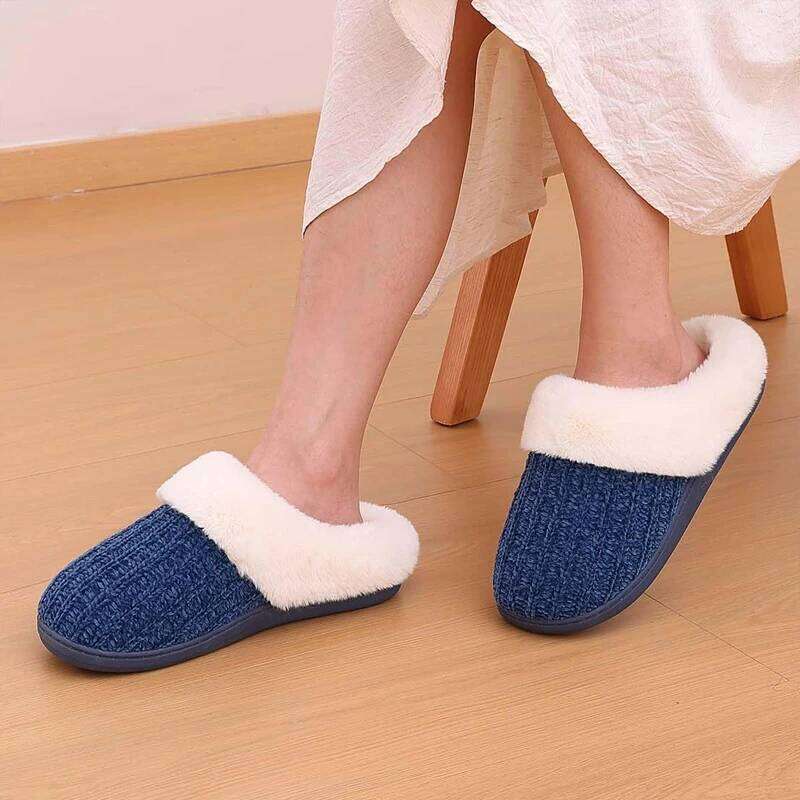 Litfun Winter Fluffy Non-slip Cozy Cotton Closed Back Indoor Slides Furry Warm Outdoor Women's Slippers