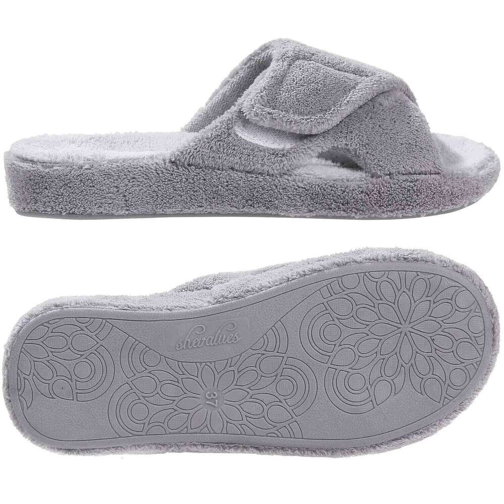 Litfun Four Seasons Cotton For Women Casual Flat Slippers With Adjustable Straps Female Breathable Soft Cozy Home Shoes