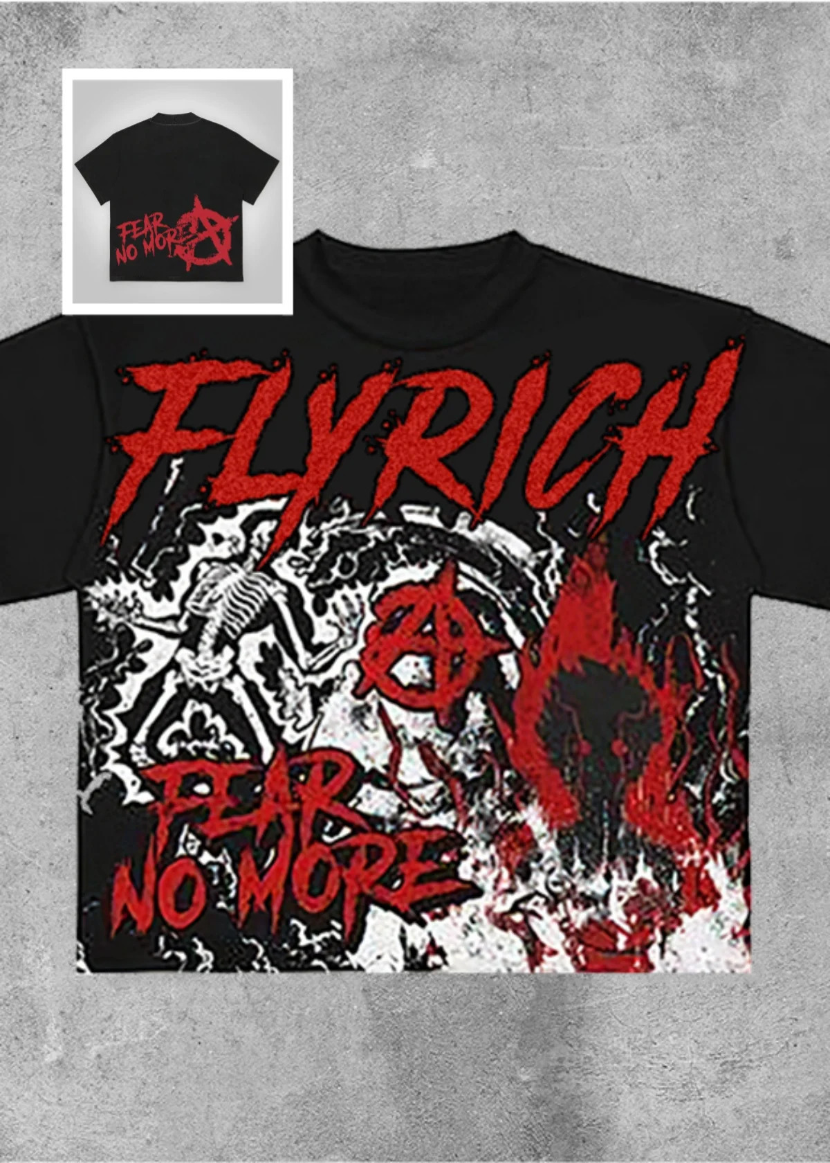 American Neutral Fly Rich Graphic T-shirt Printed Mens and Womens Y2K Summer Short-sleeved Oversized T-shirt Street Tops 260303
