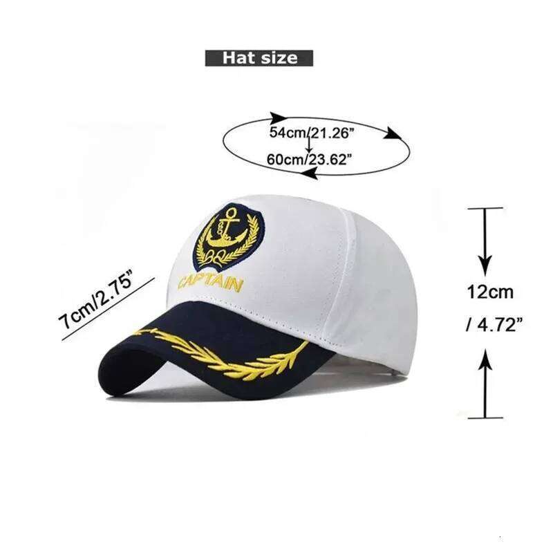 Hot Sale Adult Yacht Military Cap Sailor Captain Costume Cotton Admiral Baseball Caps Captains Hat Y260304
