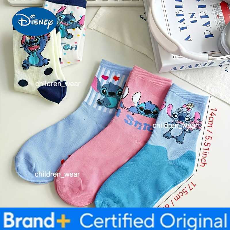 Disney New Stitch Cartoon Anime Mid-Tube Socks Stitch Dolls Premium Cotton Socks Childrens Socks Boys Girls Casual Socks H260306