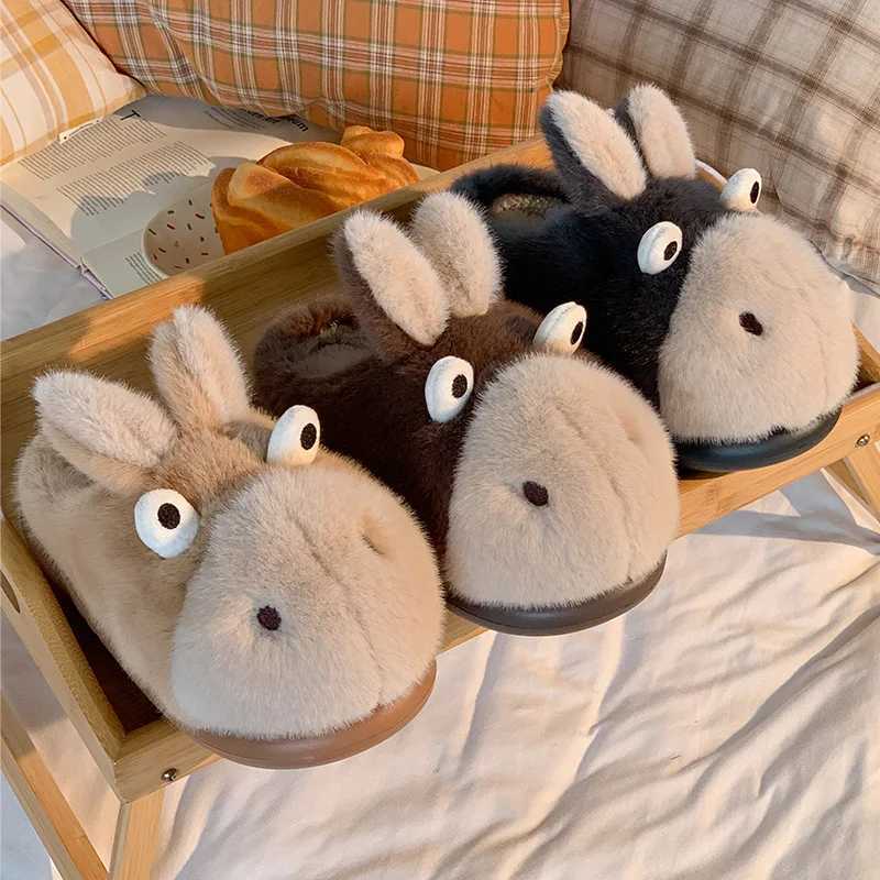 Cartoon cotton slippers for women in autumn and winter waterproof thick bottom new indoor home decor wrapped in warm cotton s S260305