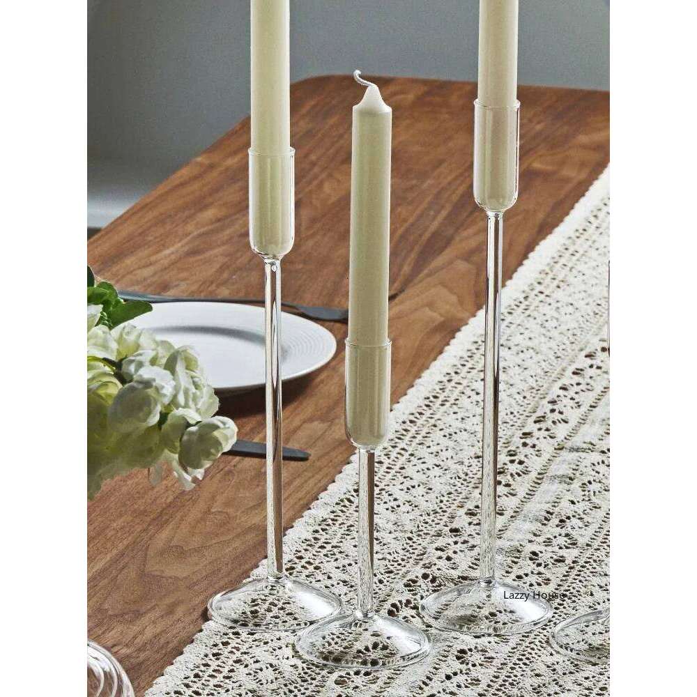 Minimalism Glass Candle Holders for Candlesticks Christmas Events Party Wedding Centerpiece Decorations Home Decor Bulk Set XJ260305