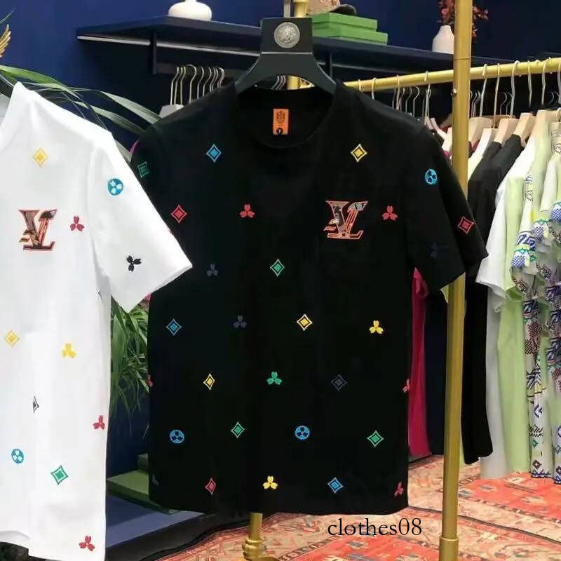 2025 Men's Embroidered T-Shirt Summer New Trend Top Casual Versatile Fashion Short Sleeve