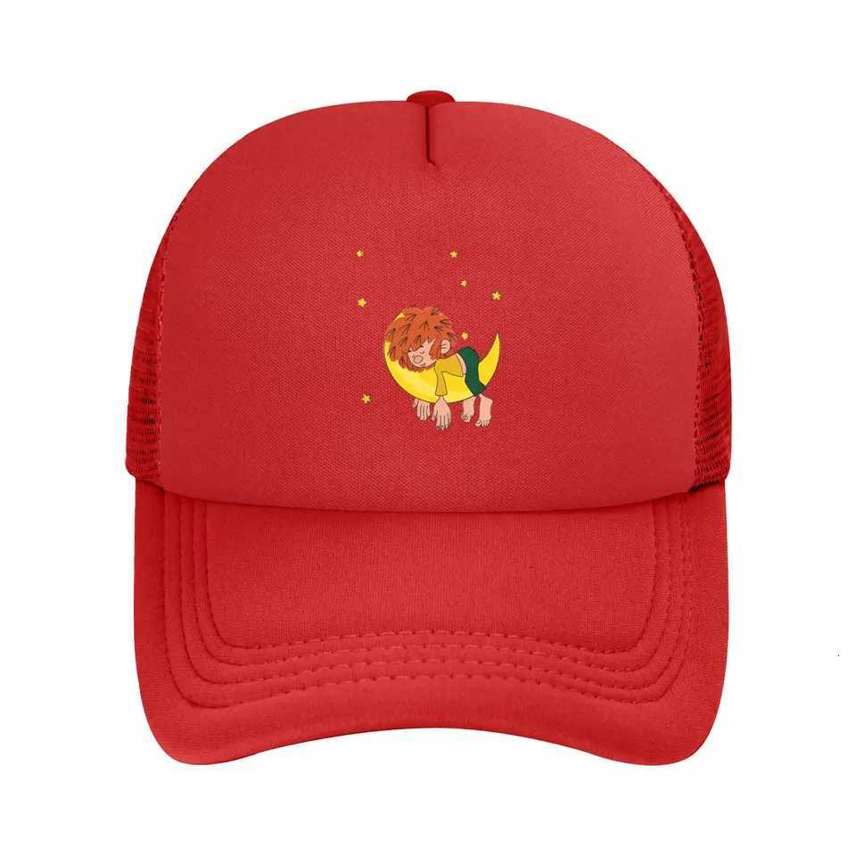 Pumuckl sleeps on the moon Trucker Hat Men Women Hip-Hop Mesh Baseball Cap Polyester Adjustable Dad Hat S260306