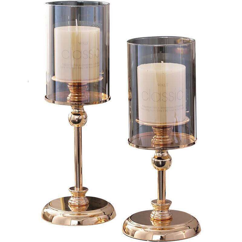 1PC Luxury Table Soft Decoration European-Style Candlelight Dinner Crystal Metal Candle Holder XJ260305