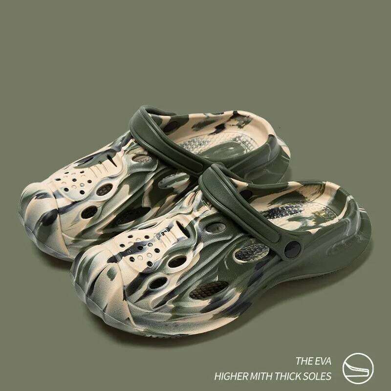 Litfun Fashion Camouflage Clogs For Men Summer New Holes Beach Slippers Non-slip Garden Shoes Leisure EVA Sport Sandals