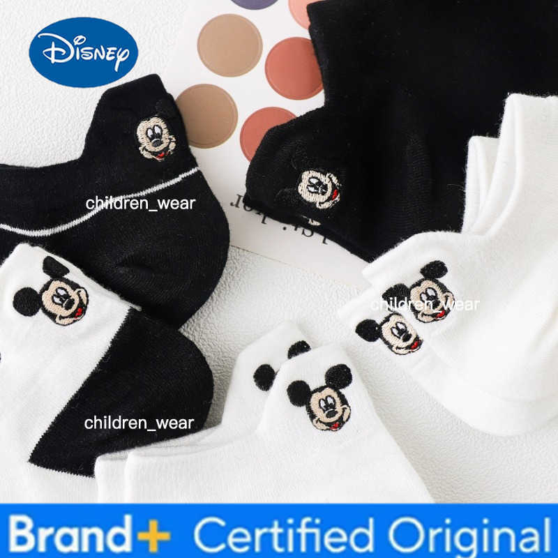 Disney 5 Pairs Kids Mickey Mouse Socks Classic Black White Soft Breathable Cartoon Socks for Boys Girls H260306
