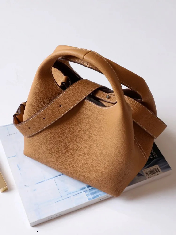 Women Singel Shoulder Bag Cow Genuine Leather Casual Bucket Fashion Handbag Office Ladies Crossbody Bags 260227