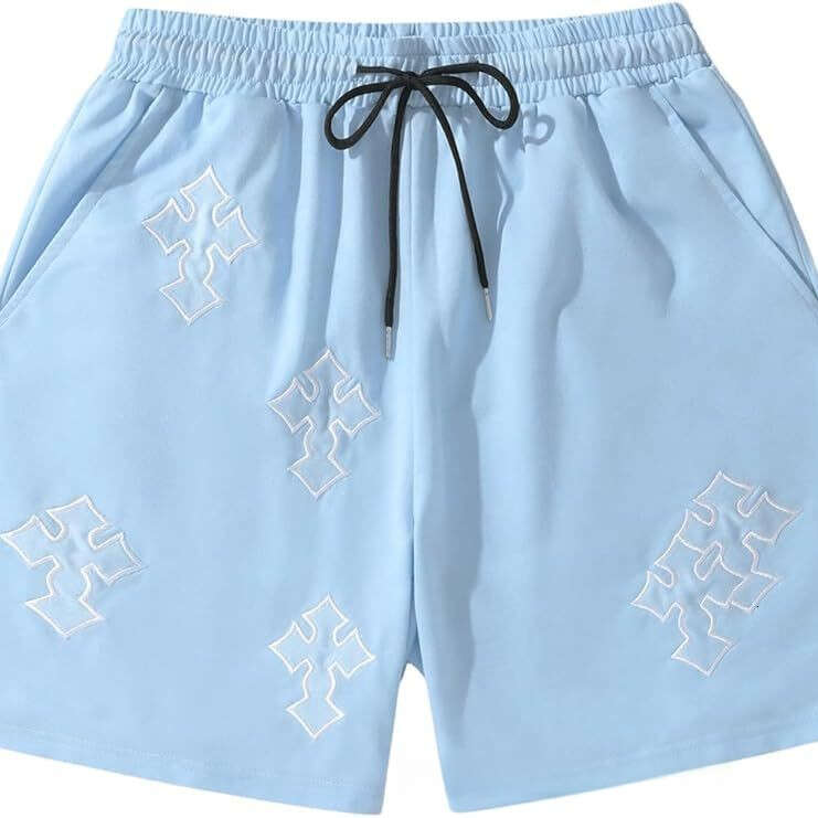 New trendy brand cross-print sports 3D printed, high street style, loose fit, unisex casual shorts, beach shorts for men