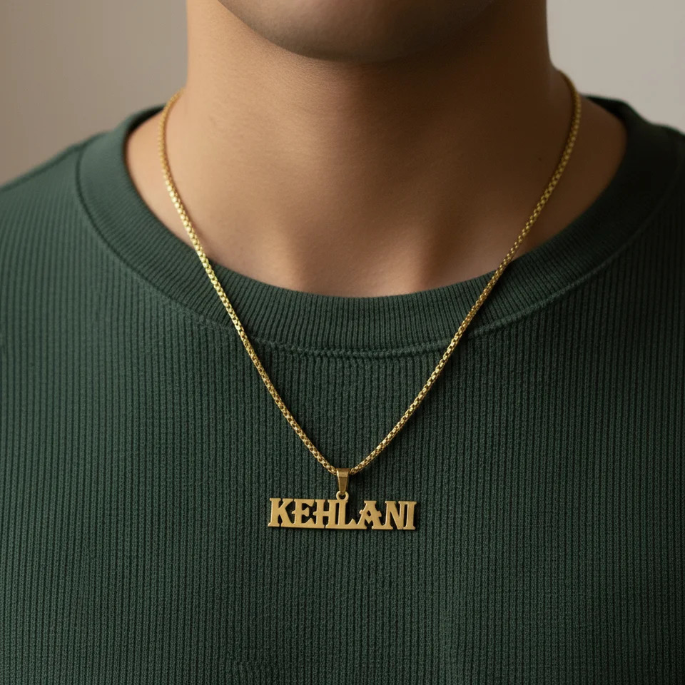 Personalized Custom Name Pendant Necklace Stainless Steel Thick Chain for Men Women 18K Gold Plated Birthday Jewelry Gift 260302