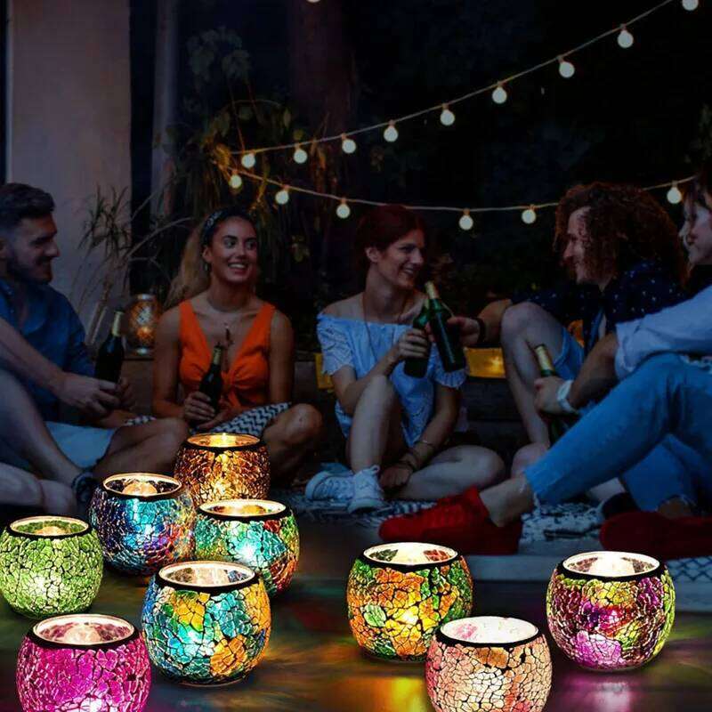 Mosaic Glass Tea Light Candle Holder,Handmade Romantic for Aromatherapy,Party Dcor,Used as Vase,Pen Holder,Potted Plants Bowl XJ260305