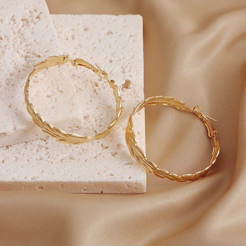 High-End Designer Wreath Inspired Hoops With Unique Metal Twist Hooks | Trendy Accessory