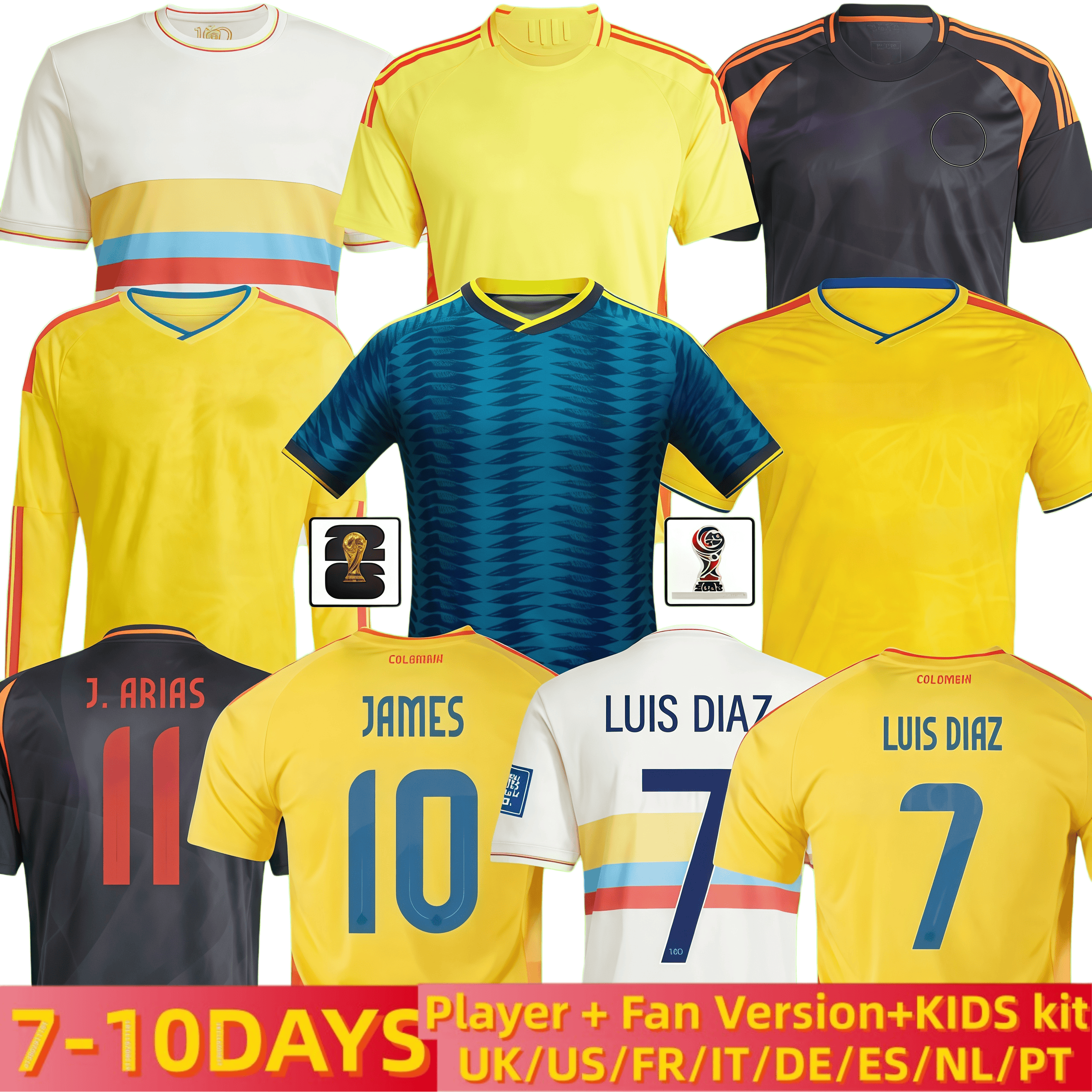 Colombia 2026 World Cup Home Centenary soccer jersey 100-years anniversary 2025 james LUIS DIAZ L.DIAZ J.LERMA Copa America Player Version Home away men kids Kit