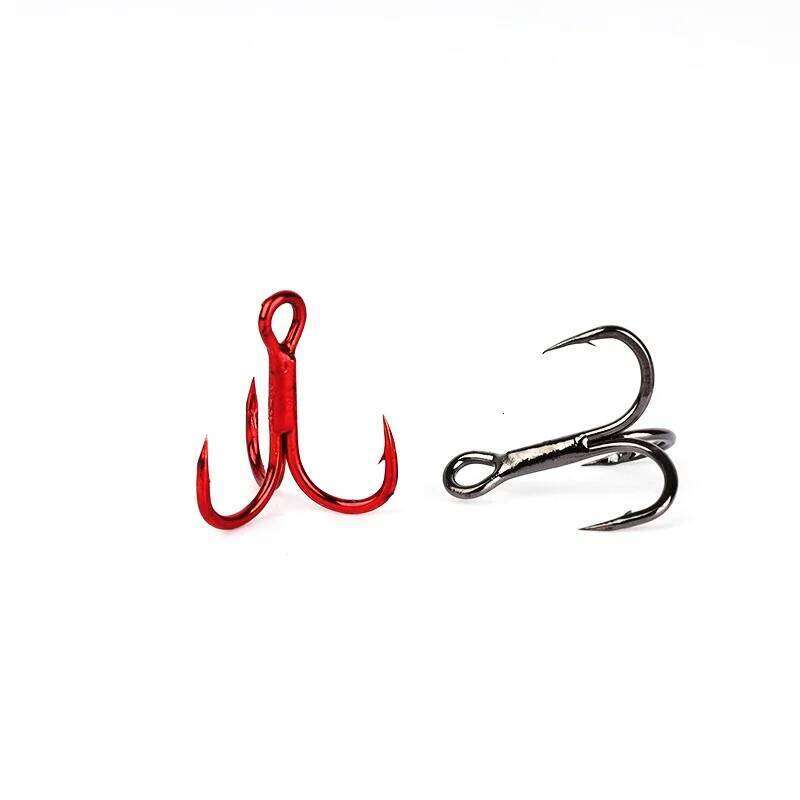 New 10pcs 4x Strong Super Sharp Round Hook Antirust High Carbon Steel 2 4 6 8# Sea Treble Hooks Fishing Tackle S260305