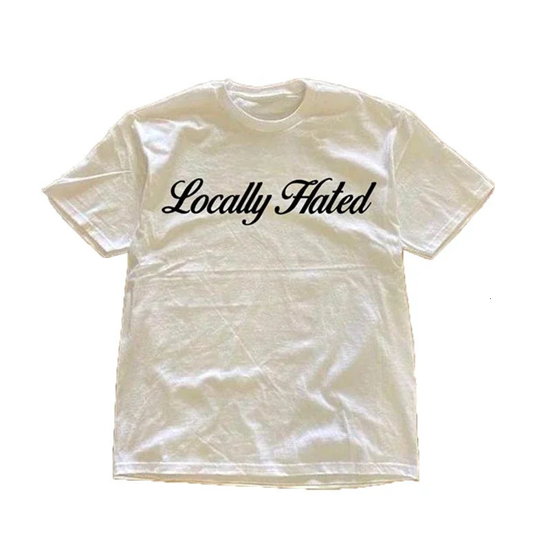 Vintage Letters Locally Hated Printed Tshirts Graphic High Quality Men Women Short Sleeved Mens Sportswear 260302