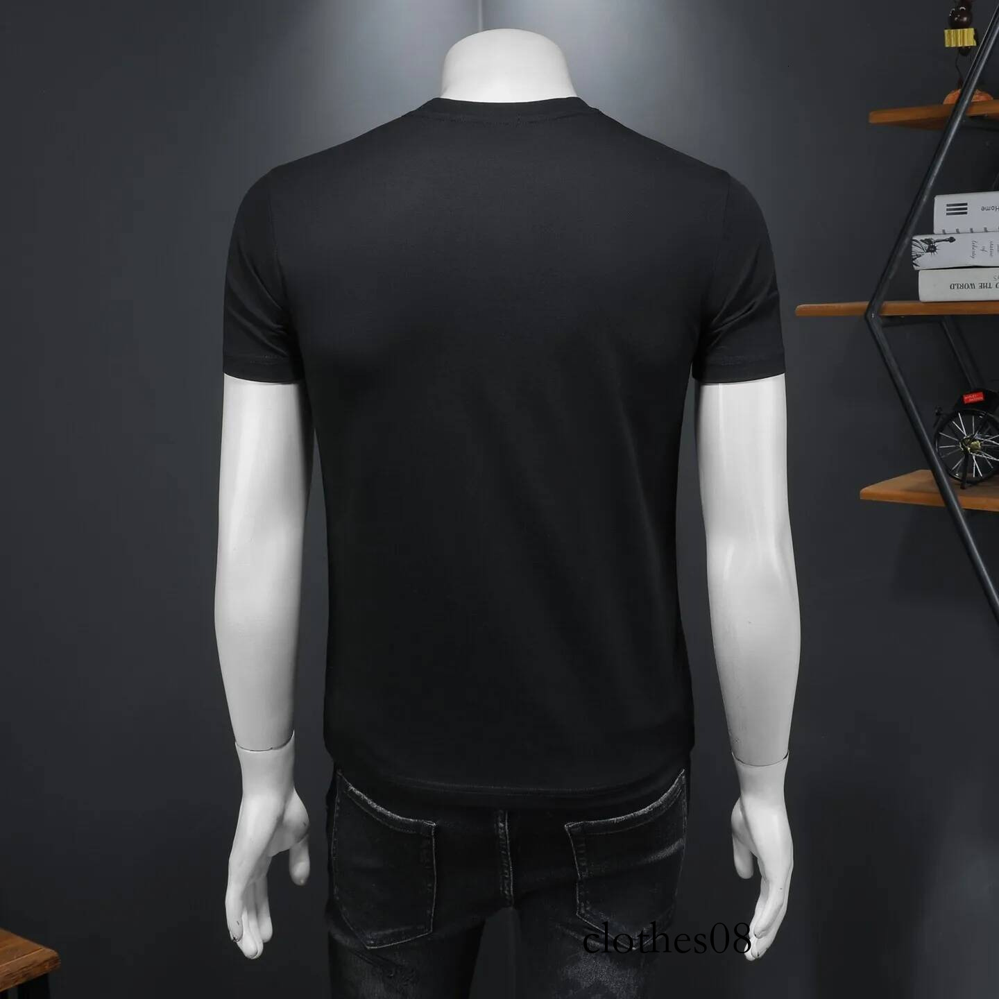 Men T shirt Faionable round Ne Wide Fit ort T-irt High End f Sve Polyester Cotton Blend Summer Top