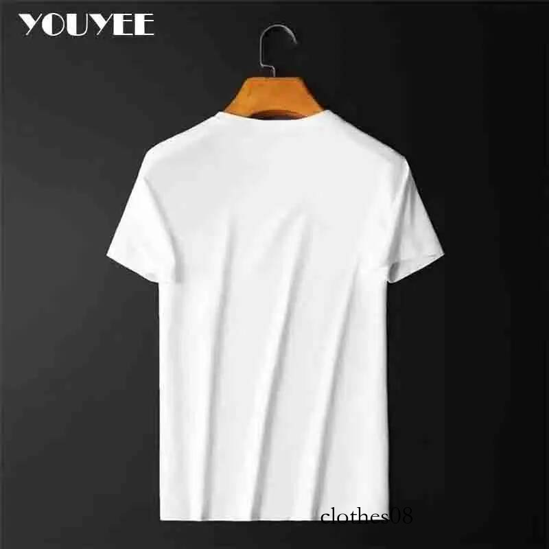 Summer Short Sleeve Mens T-Shirt New Trend Embroidery Bee Crown Letter Bottoming Shirt Slim Versatile Top Male Tees Clothing 4xl