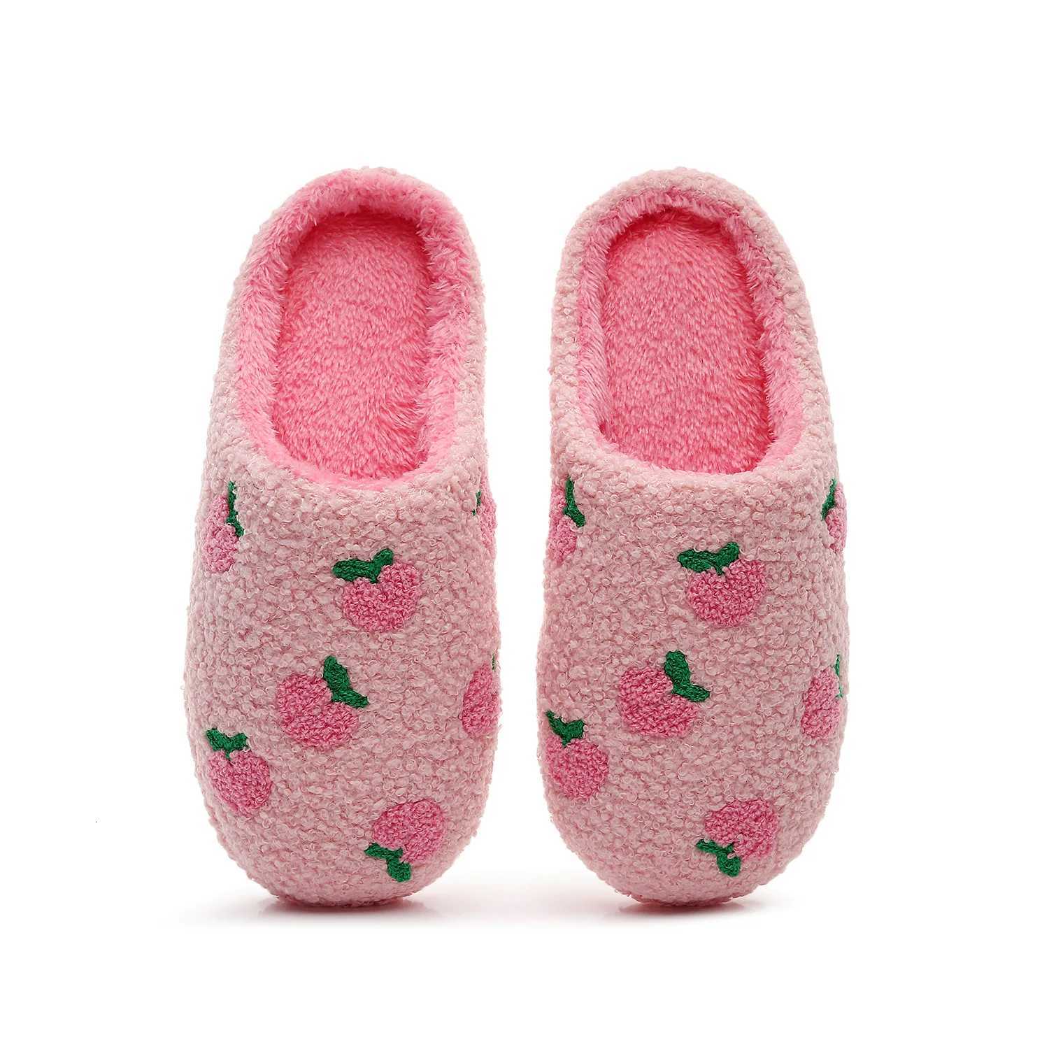 Winter Home Furnishings colorful Flowers/Cherries Pattern Cotton Slippers Non Slip Thick Bottom Wear-Resistant Cotton Slippers S260305