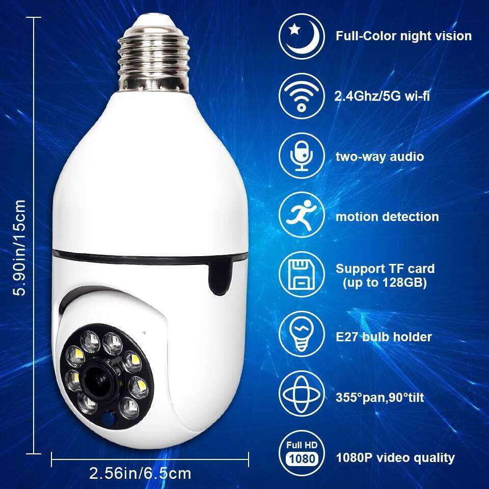 Ycc365 Plus E27 Surveillance Bulb Night Vision Full Color Automatic Human Tracking Zoom Security Baby Monitor Wifi Camera 26W0306