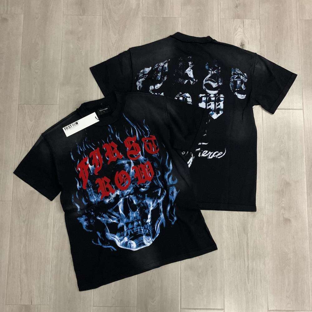 Cross-border foreign trade European American trendy brand FIRST ROW full rhinestone street fashion short-sleeve T-shirt for men and women