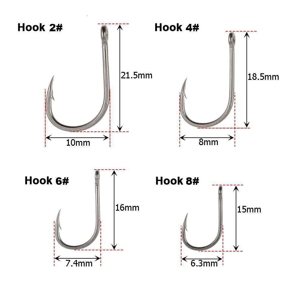 50Pcs Carp Fishing Barbed Hook High Carbon Steel Ring Eye Fishhook size 2468 S260305