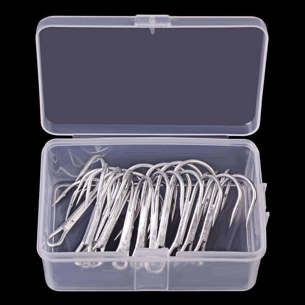 10pc/Box White Color FISHHOOK Overstriking Antirust Fishing Tackle 1/0#2/0#3/0# High Carbon Steel Treble Hook S260305