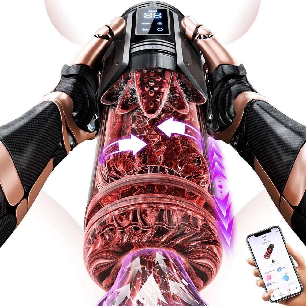 Male Masturbator Stroker with Sucking Thrusting Rotating & 7 Licking Adult Toys, Pocket Pussy Mens Toy Blowjob Sex Machine W260305