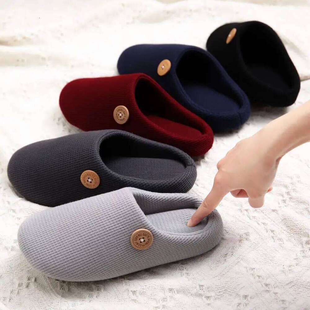 Litfun Men Fur Flat Soft Non-slip Fluffy Winter Warm Fuzzy Slippers Casual Bedroom Slides Women Knit Cotton Shoe
