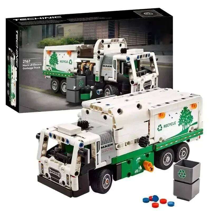 503PCS Technical Mack LR Electric Garbage Truck Building Blocks Assemble Bricks Toy Gift For Children Kids Z260305