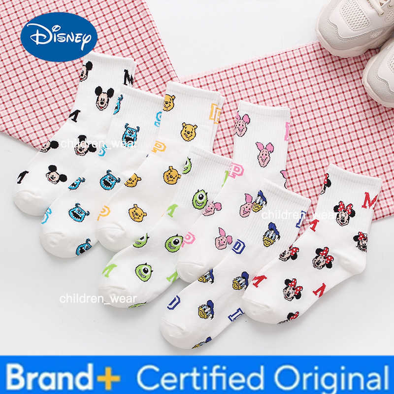 Disney 5 Pairs of Random Womens Cartoon Anime Socks Personalized Fashion College Style Couples Comfortable and Casual Mid Tube Socks H260306