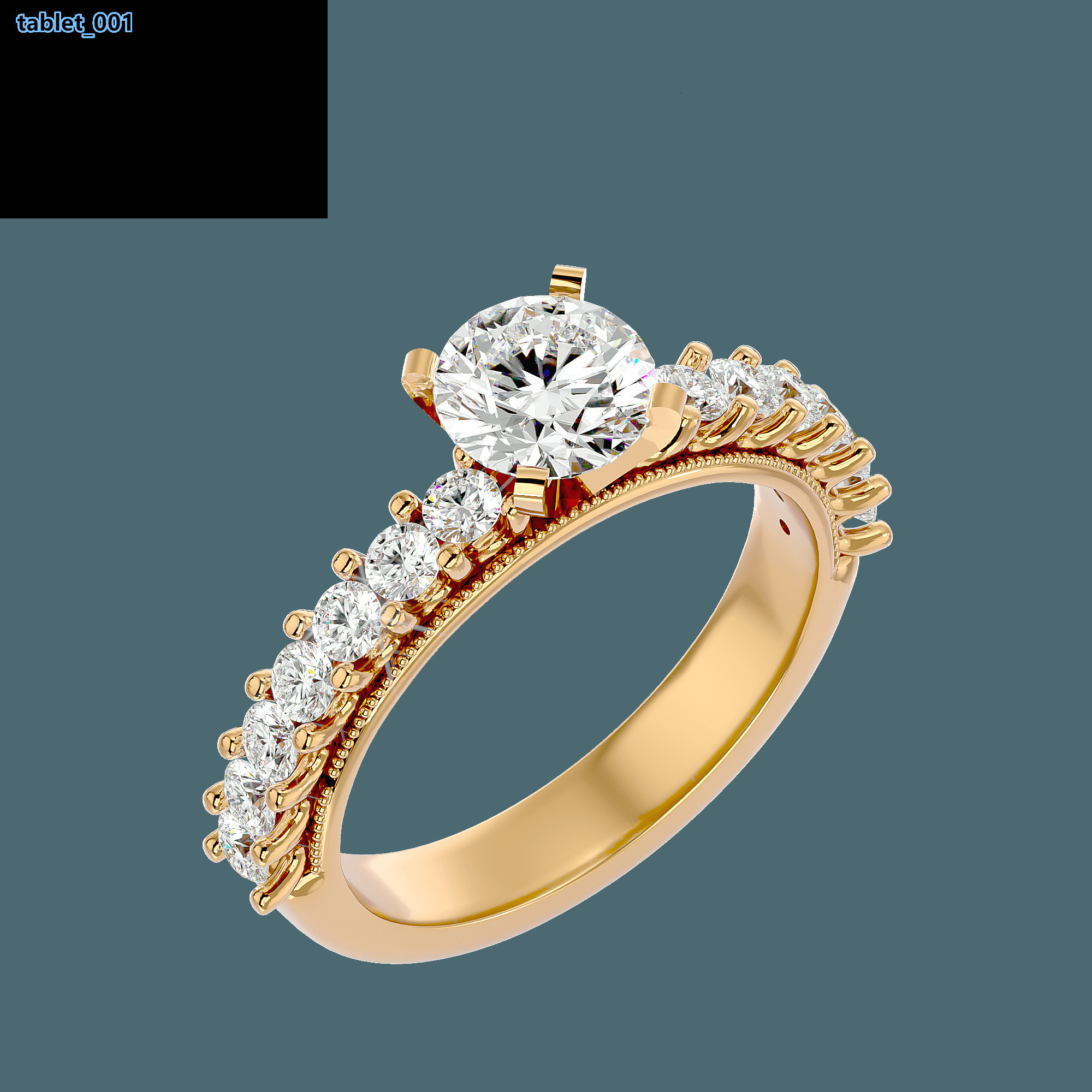 Allison 14K Yellow Gold Solitaire Ring Princess Emerald Oval Cut Diamonds Rhodium Plated IGI Certified Hip-Hop Romantic Style