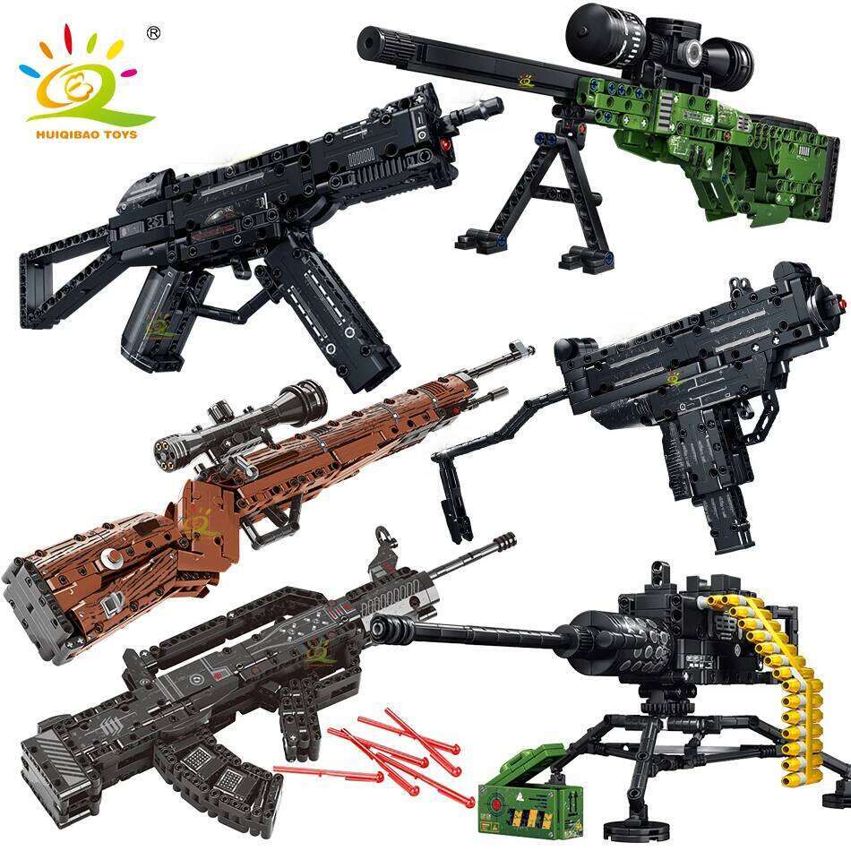 HUIQIBAO 98K AK47 Assault Rifle Model Blocks Military Army Weapon Pistol Building Block Imitation Gun Brick Toy for kid Z260306