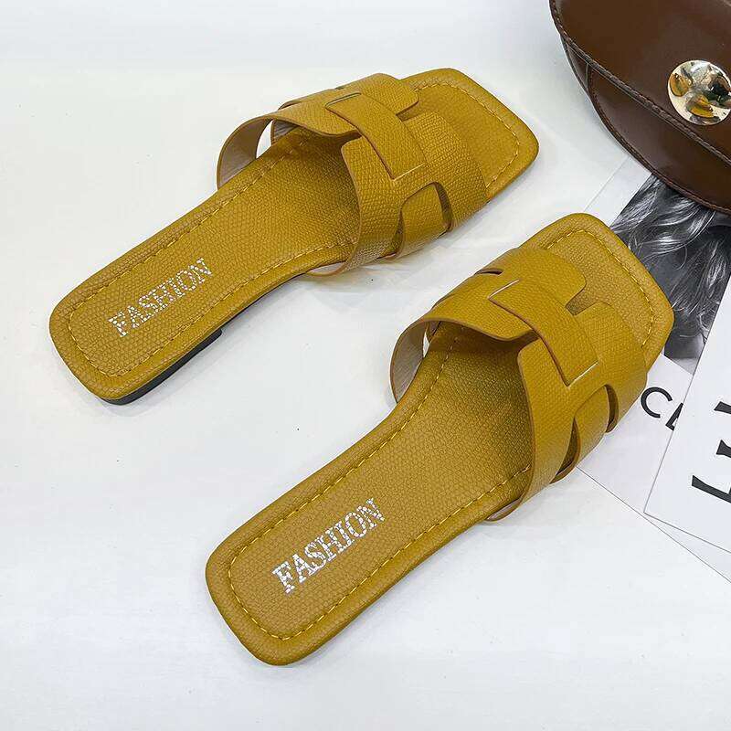 Summer Women's Leather Flat Exposed Heel Beach Shoes Couple's Slip-On Casual Footwear Comfortable Foot Fashion Sandals