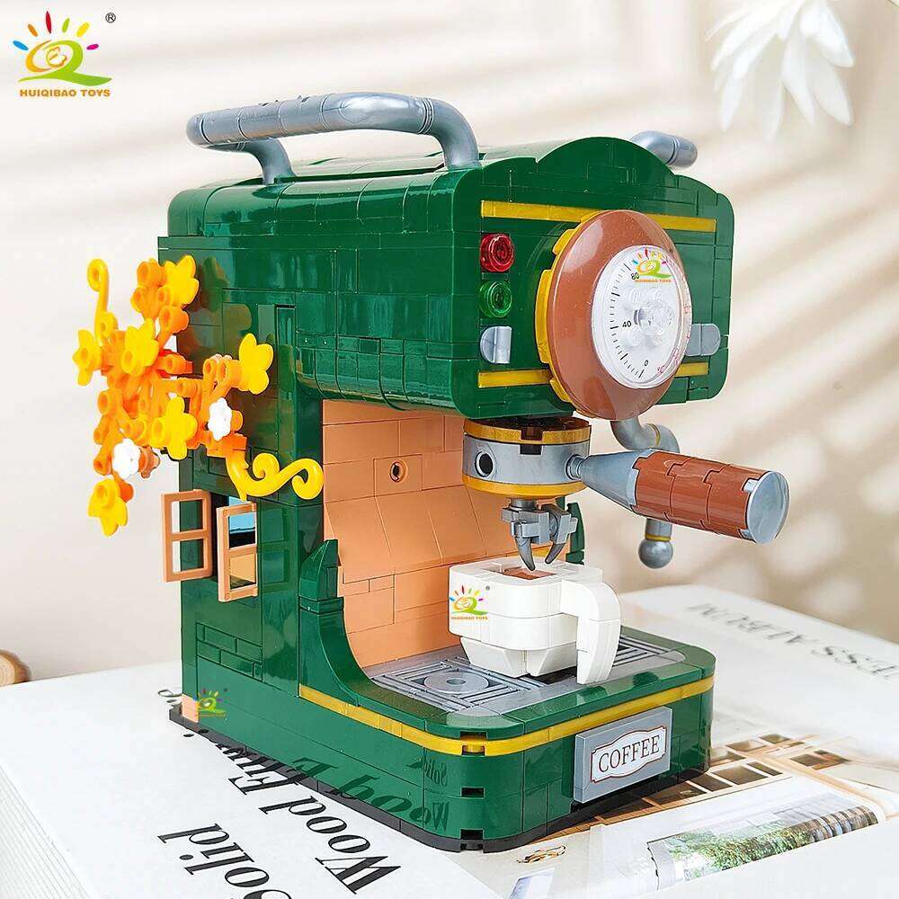 HUIQIBAO Simulation machine Model Micro Building Blocks Mini Bricks Coffee Maker Puzzle Assemble Children Toys Desk Home Z260306