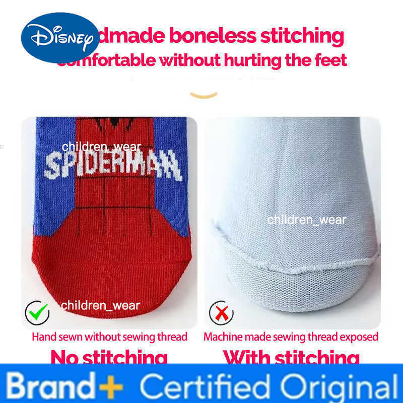 Disney 1/5 Pairs Children Socks Spiderman Anime Kids Boys Short Sock Iron Man Captain America Cartoon Baby Summer Spring Mesh Socks H260306