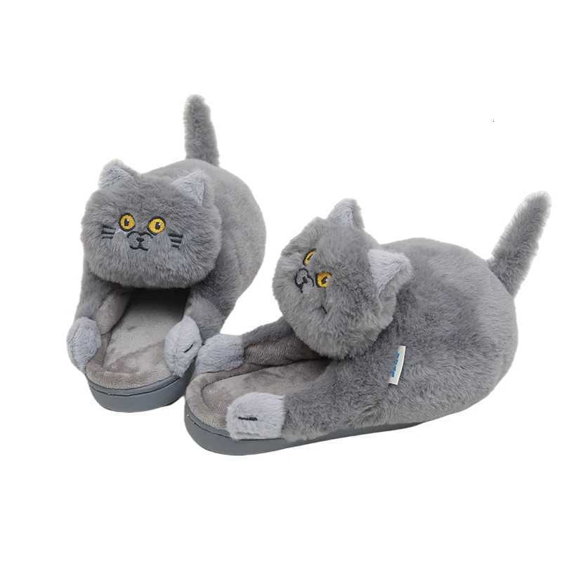 Girl Ladies Hot Slippers Thick Platform House Fur Slides Women Cute Cat Slippers Push Home Shoes Memory Foam Flurry Slide S260305