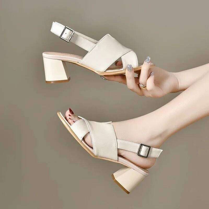 Chunky Platform Roman Heels 2026 New Women's Open Toe Block Heel Sandals | Ankle Strap Faux Leather Party Shoes