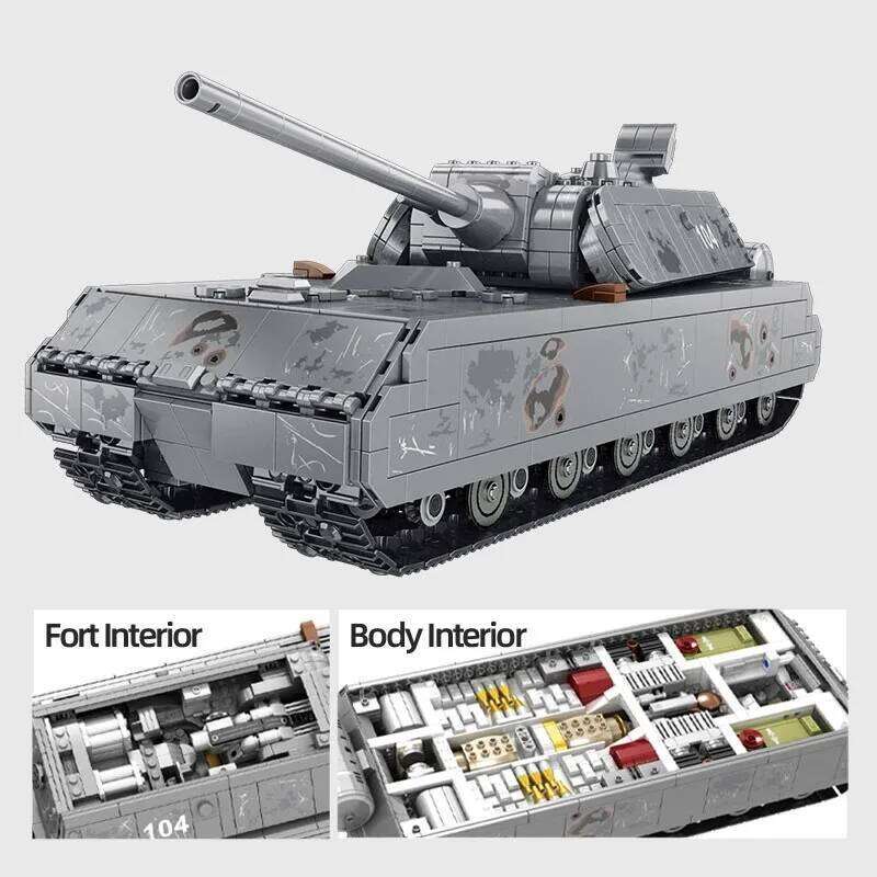 2127PCS WW2 Military Series Large German Rat Heavy Tank Building Blocks Model Sets MOC Army Weapon Bricks Kids Toy Boys Gifts Z260306