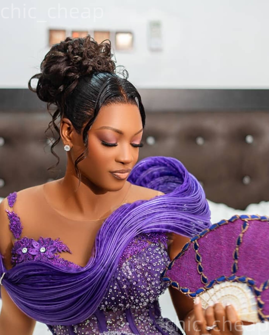 Aso Ebi Purple Prom Dress 2026 Mermaid Prom Dress Sheer Neck Appliques Crystals Evening Dresses For Black Women Birthday Party Formal Receiption Gowns