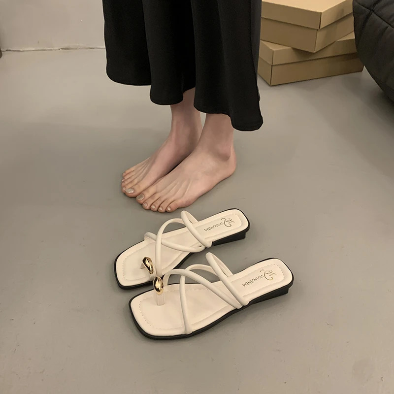 French sense niche sandals summer internet flat bottomed slippers for women 260305