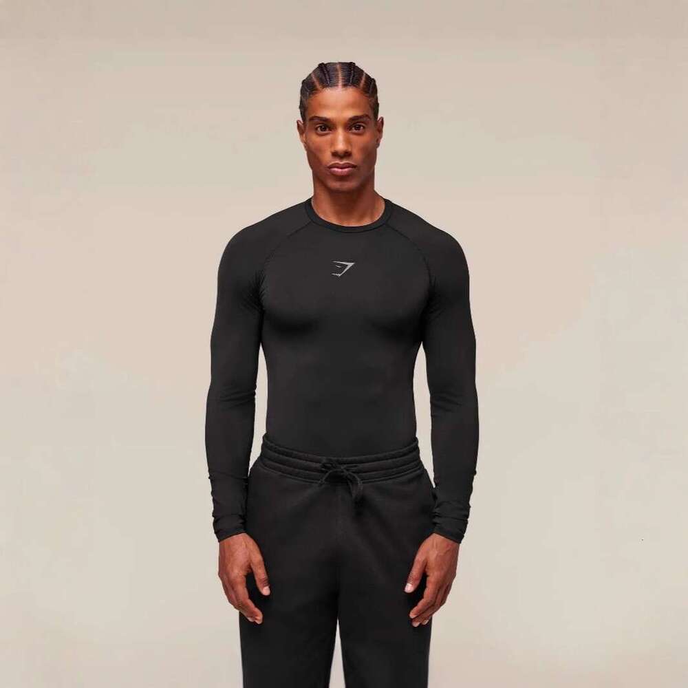 New cross-border GYM muscle fitness men's sports running training elastic breathable quick-dry long-sleeve T-shirt with print TK