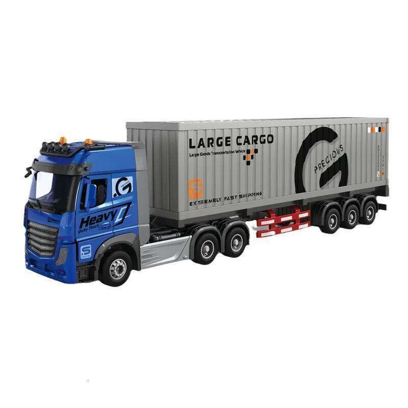 Car Big Remote Control Oil Tank 9ch Alloy Electronic Simulation Trailer Led Music Rc Container Truck Rechargeable Toy C260305